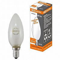 Лампа накаливания Свеча матовая 60 Вт-230 В-Е14 |  код. SQ0332-0019 |  TDM
